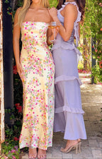 Gabriella gele bloemen maxi-jurk 7