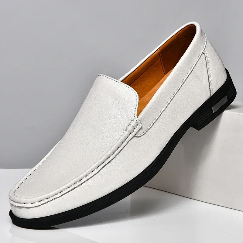 Heren Mocassins Leren Instappers Handgestikte Details