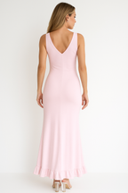 Geplooide V-hals maxi-jurk 1