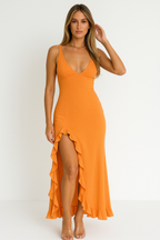 Geplooide V-hals maxi-jurk 5