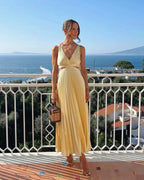 Geplooide maxi-jurk 0