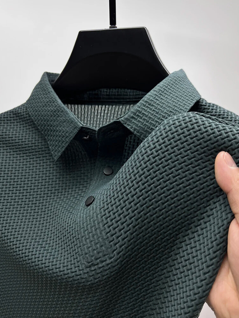 Heren Polo Blauw M Katoen Slanke Pasvorm-4