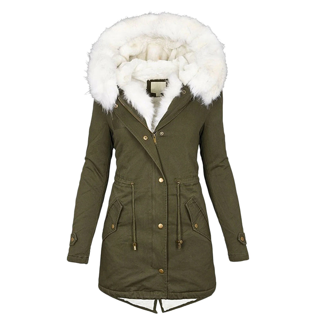 Winterjas Met Capuchon En Knopdetail Fleece Gevoerd - Winterjas Dames