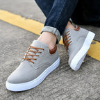 Sneakers Canvas Heren Wit Platte Zool Comfort Dagelijks