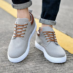 Sneakers Canvas Heren Wit Platte Zool Comfort Dagelijks