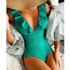 Boho Badpak Dames Stijlvol Sexy Zomerbadpak Met Ruches Lage V Hals En Touwtjes Rug Verkrijgbaar In 6 Kleuren