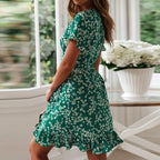 Groene Boheemse bloemenstrandjurk 3