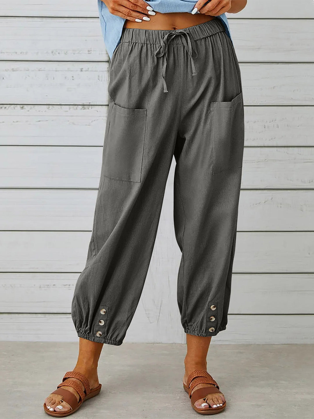 Groene Damesbroek met Elastische Band Katoen Polyester 1
