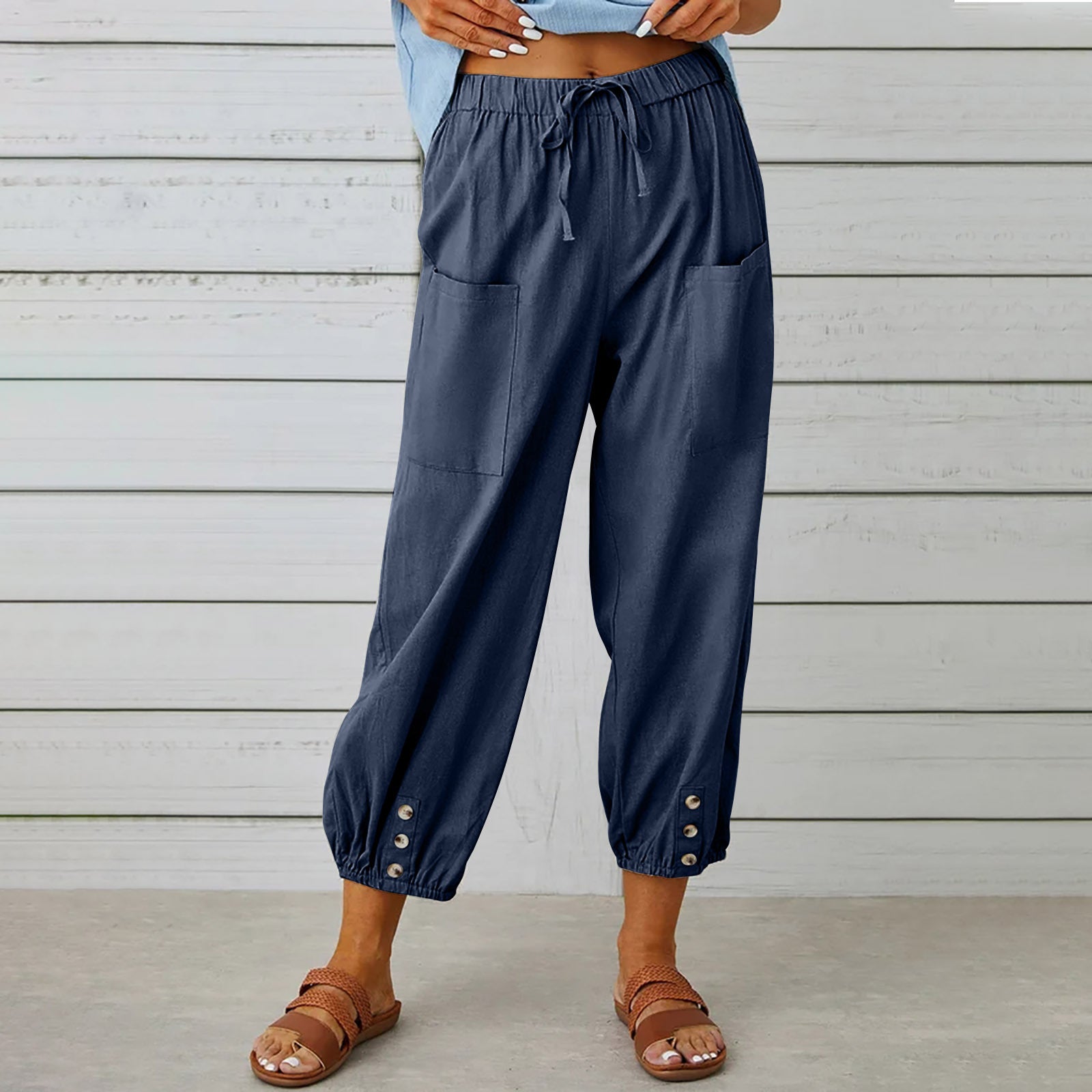 Groene Damesbroek met Elastische Band Katoen Polyester 2