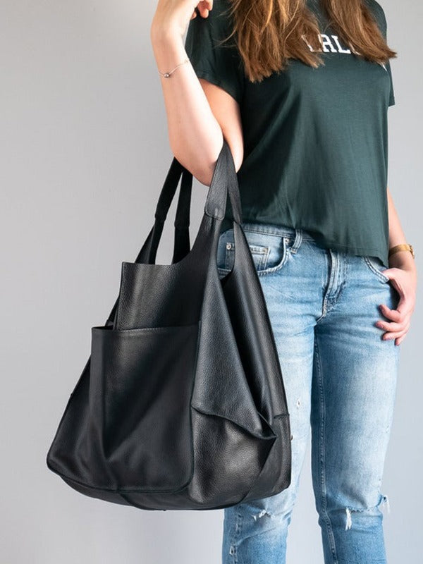 Grote Capaciteit Leren Schoudertas Dames – Zacht Leer Tote 6