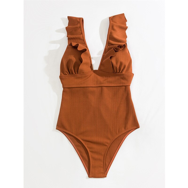 Boho Badpak Dames Stijlvol Sexy Zomerbadpak Met Ruches Lage V Hals En Touwtjes Rug Verkrijgbaar In 6 Kleuren