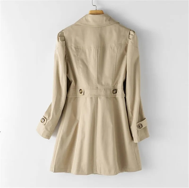 Trenchcoat Enkelbreasted Vrouwen Elegante Kleur Zwart