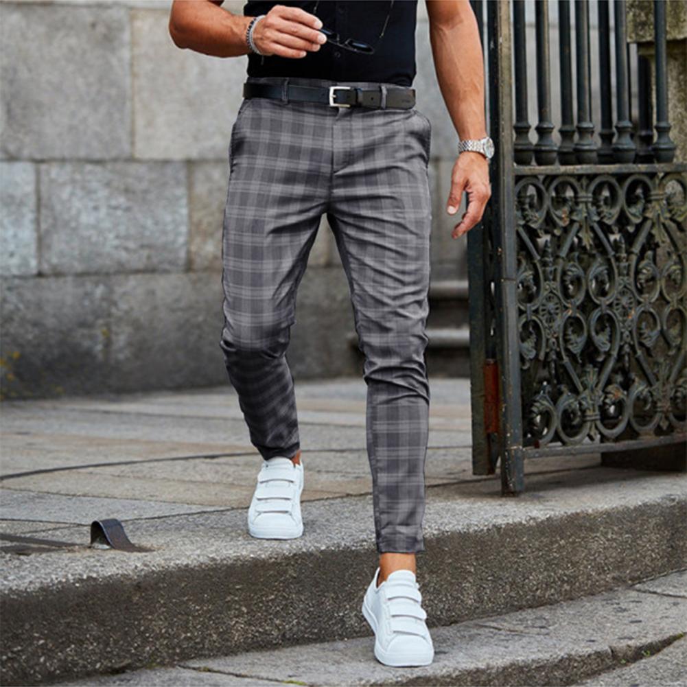 Chino Broek Heren Casual Met Ruitpatroon Stijlvol Stoer