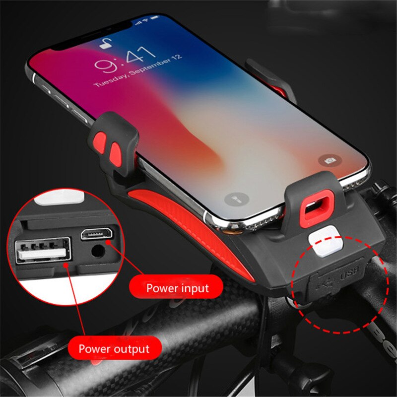 BikePro  4-in-1 Telefoonhouder, Powerbank, Verlichting & Claxon
