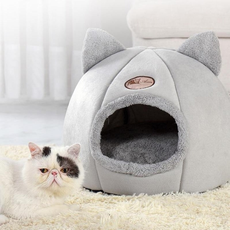 Schattige Kitty kalmerende kattengrot met afneembaar kattenbedkussen