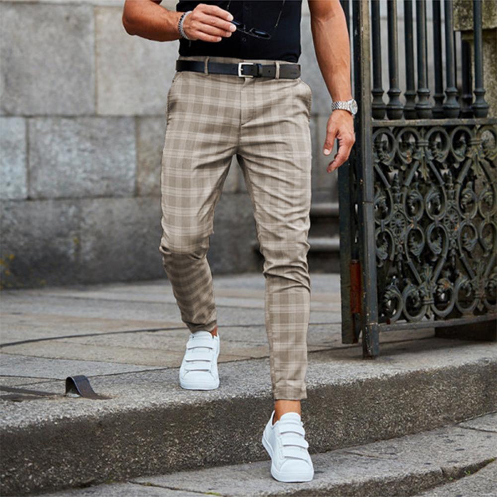 Chino Broek Heren Casual Met Ruitpatroon Stijlvol Stoer