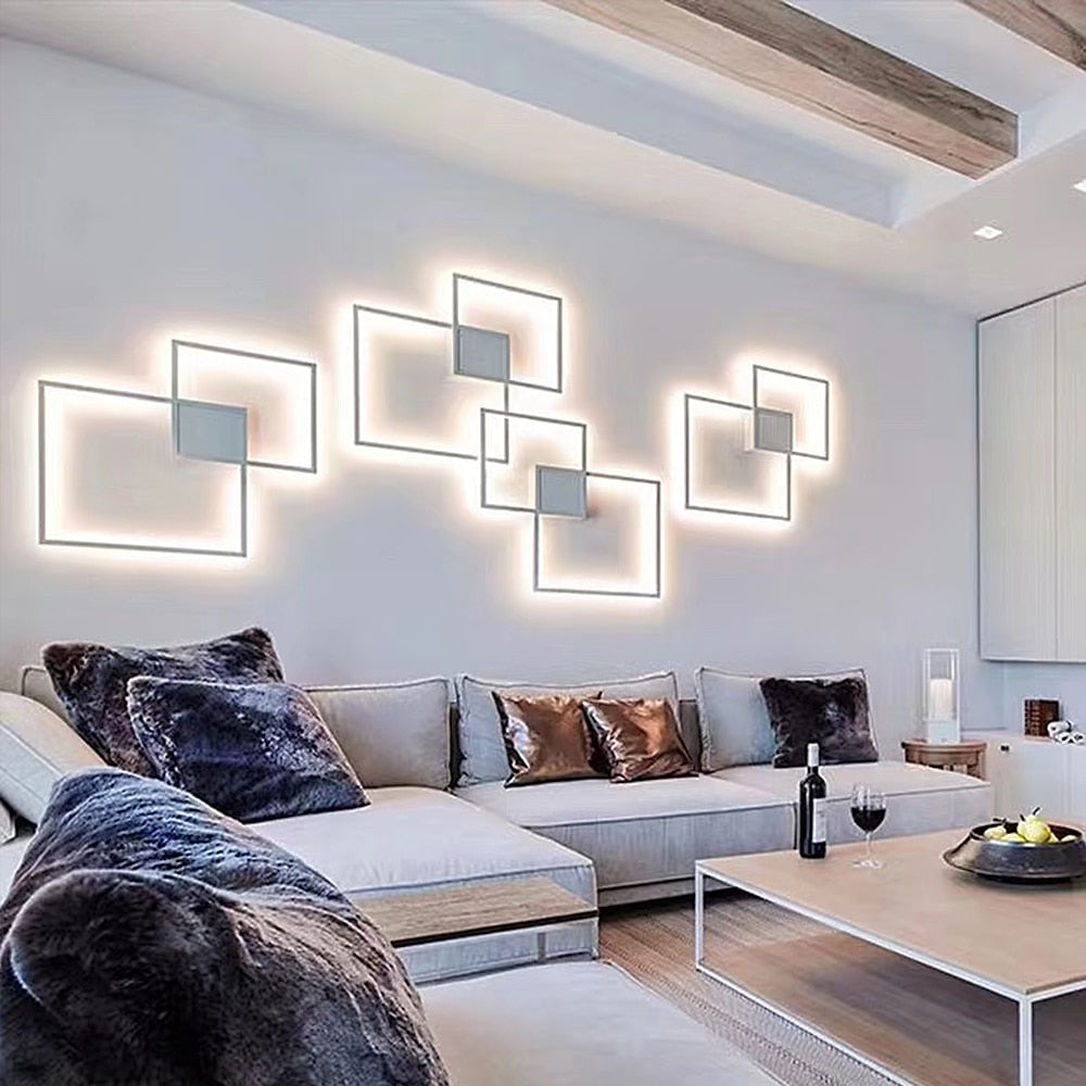 Zwart-Wit Vierkante Wanddecoratie Lamp
