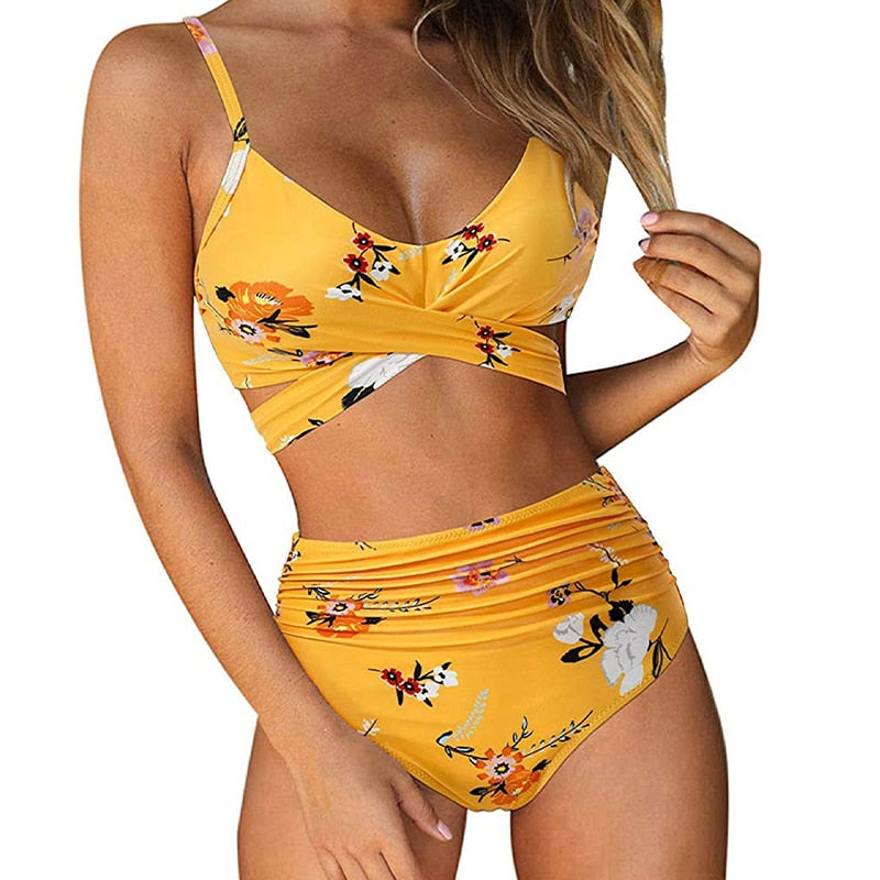 Belle High Waisted Kleurrijke Damesbikini Comfortabele Zomerbikini Met Stretchmateriaal En Verstelbare Pasvorm
