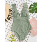 Boho Badpak Dames Stijlvol Sexy Zomerbadpak Met Ruches Lage V Hals En Touwtjes Rug Verkrijgbaar In 6 Kleuren