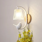 BirdLuxe - Elegante Wandlamp met Vogelontwerp – Hout en Glas voor Slaapkamer
