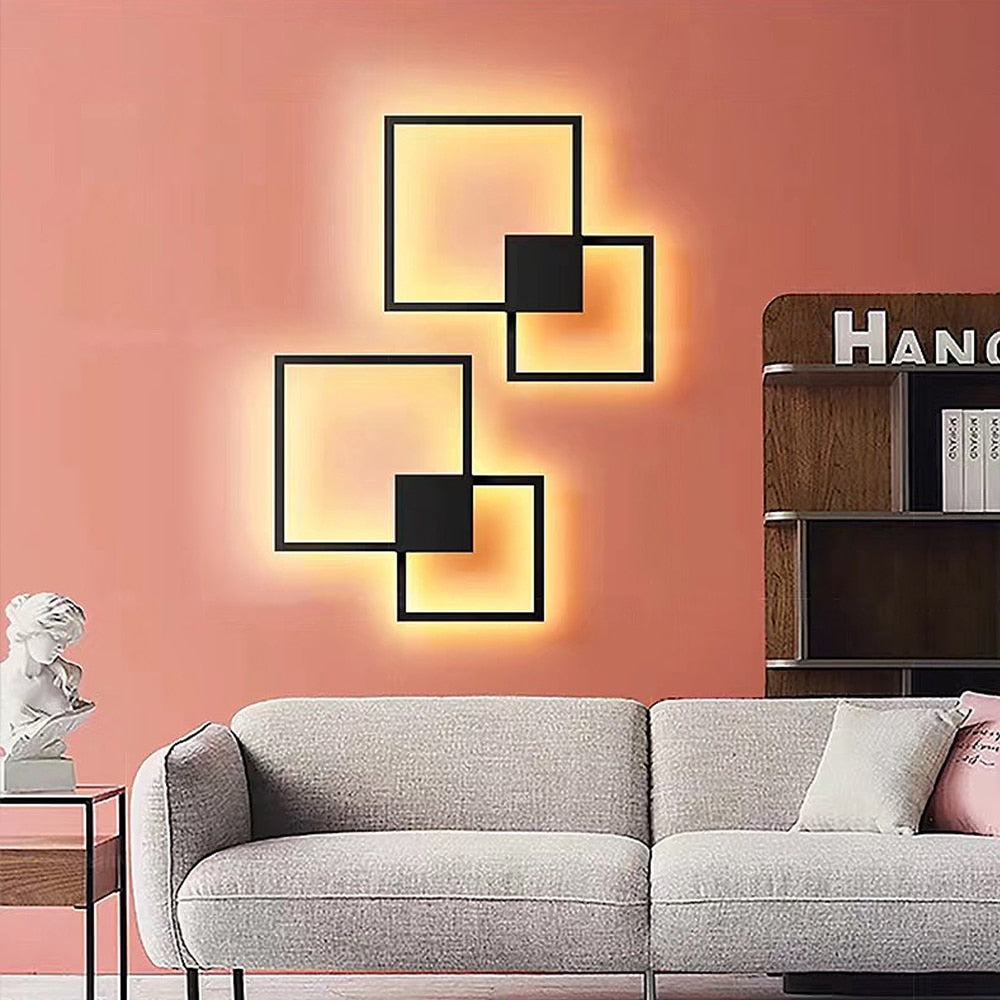 Zwart-Wit Vierkante Wanddecoratie Lamp