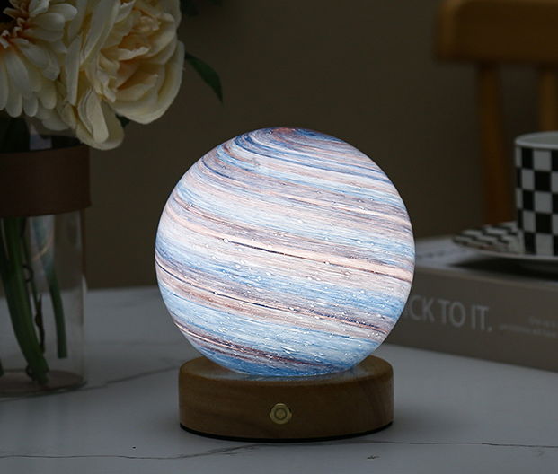 Glazen Maanlamp Zachte Lichtbol Met Maanweergave Realistisch