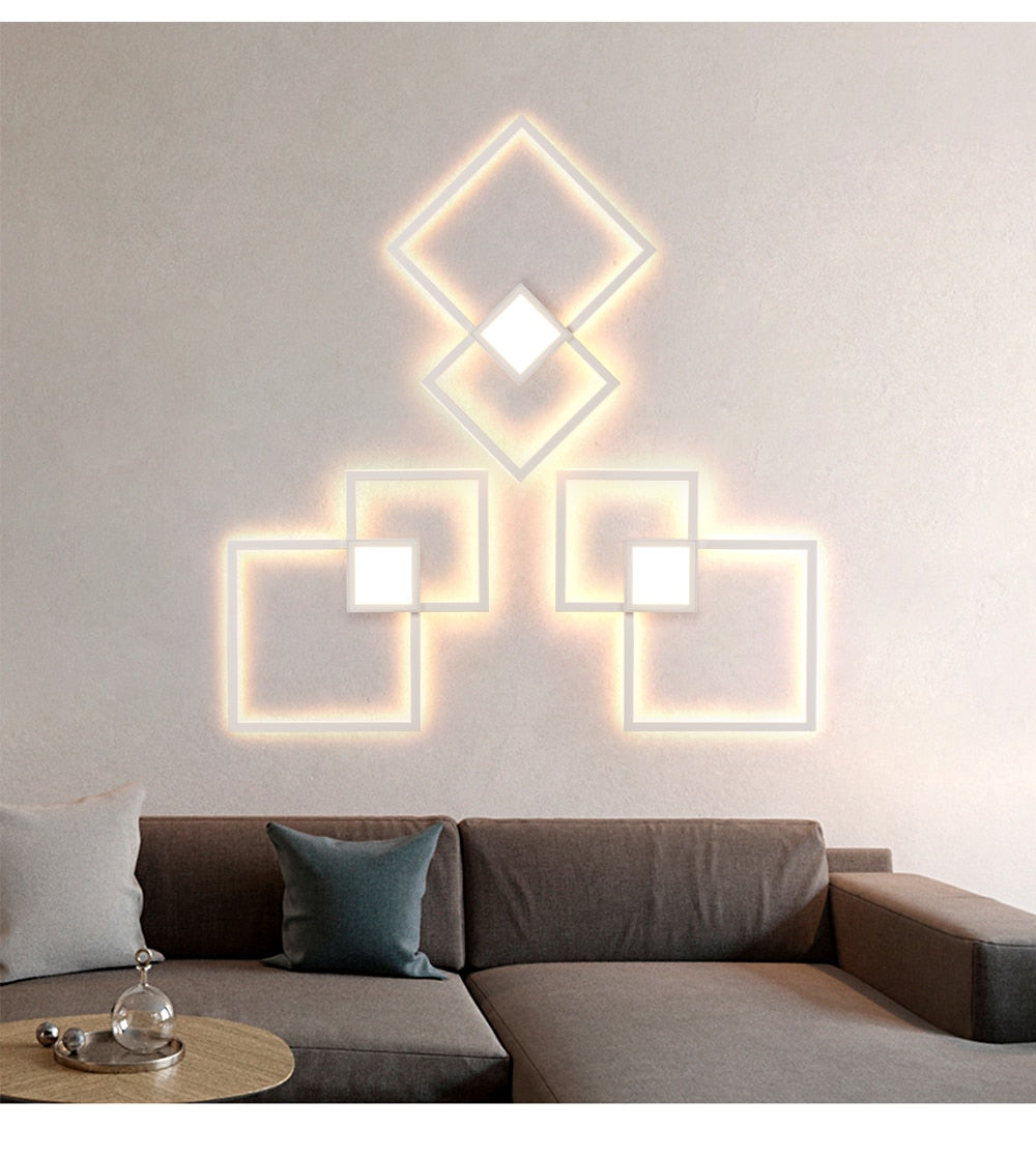 Zwart-Wit Vierkante Wanddecoratie Lamp