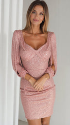 Hannah Luxe Paillettenjurk met Glamoureuze Franjes voor Feestelijke Avonden en Gala's