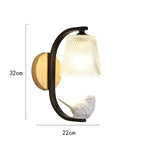 BirdLuxe - Elegante Wandlamp met Vogelontwerp – Hout en Glas voor Slaapkamer