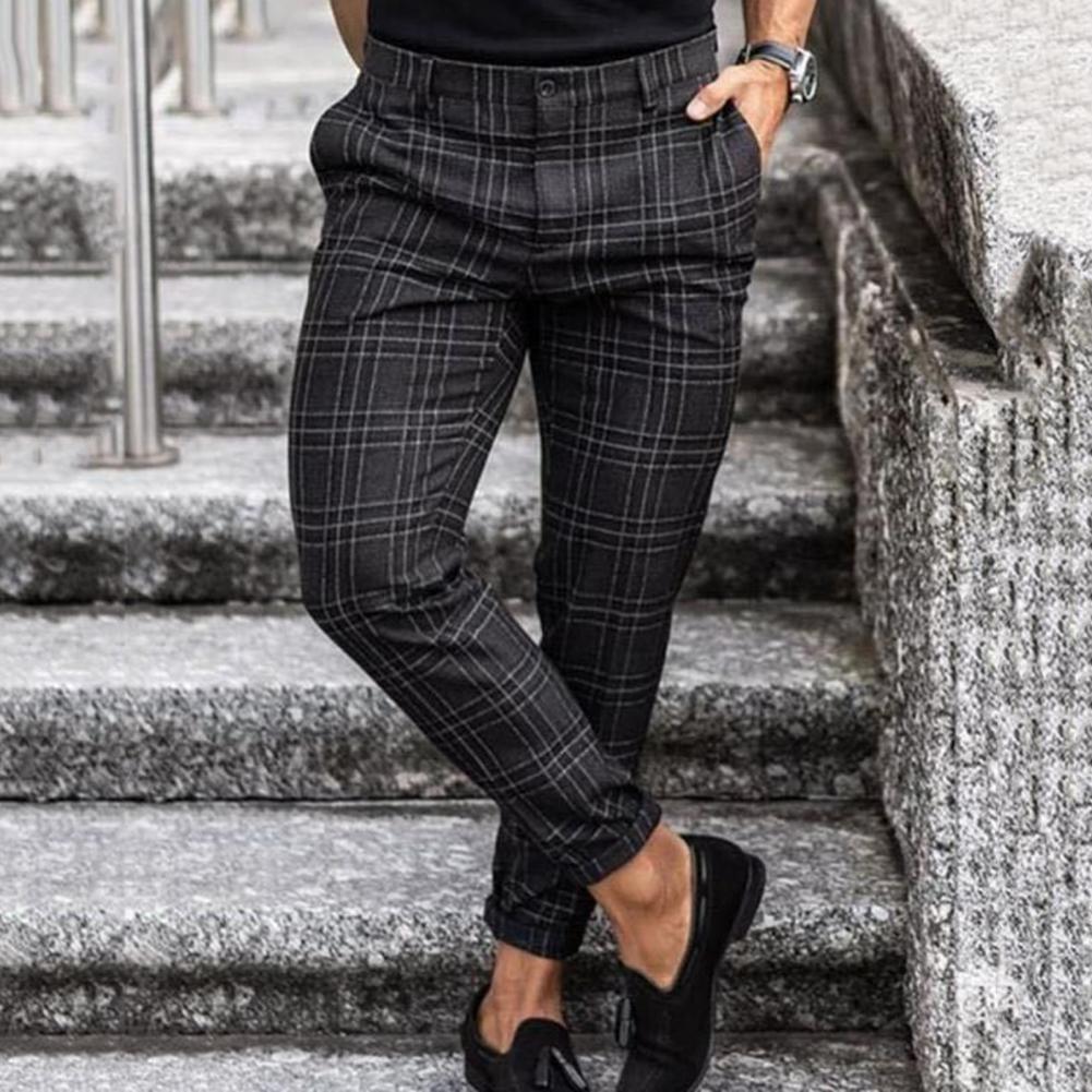 Chino Broek Heren Casual Met Ruitpatroon Stijlvol Stoer