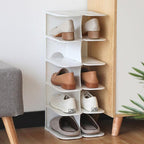 Modulaire 6-laags Schoenenopbergplanken – Stapelbare en Inklapbare Organizer van Duurzaam Polypropyleen in Beige, Grijs of Wit