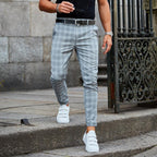 Chino Broek Heren Casual Met Ruitpatroon Stijlvol Stoer