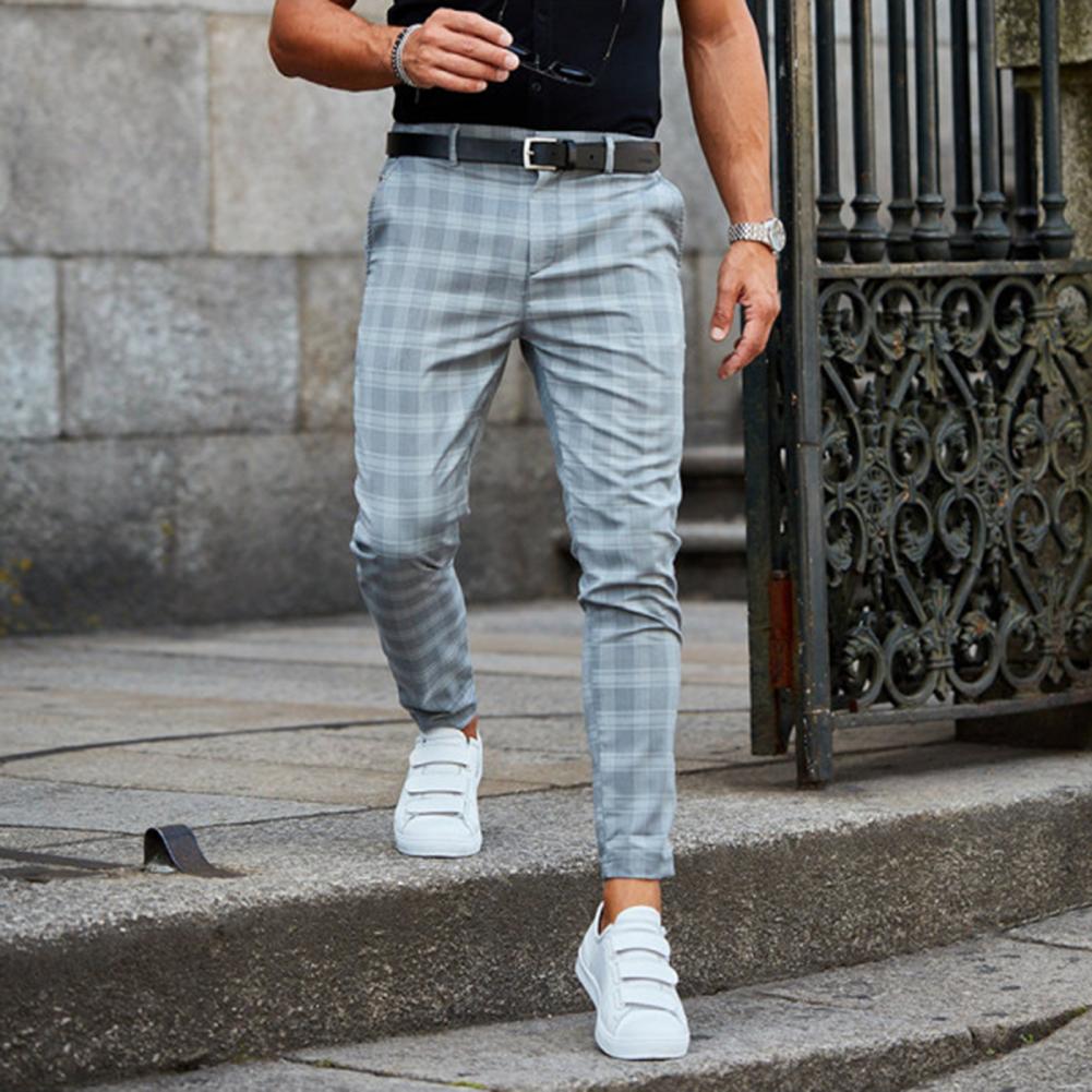 Chino Broek Heren Casual Met Ruitpatroon Stijlvol Stoer