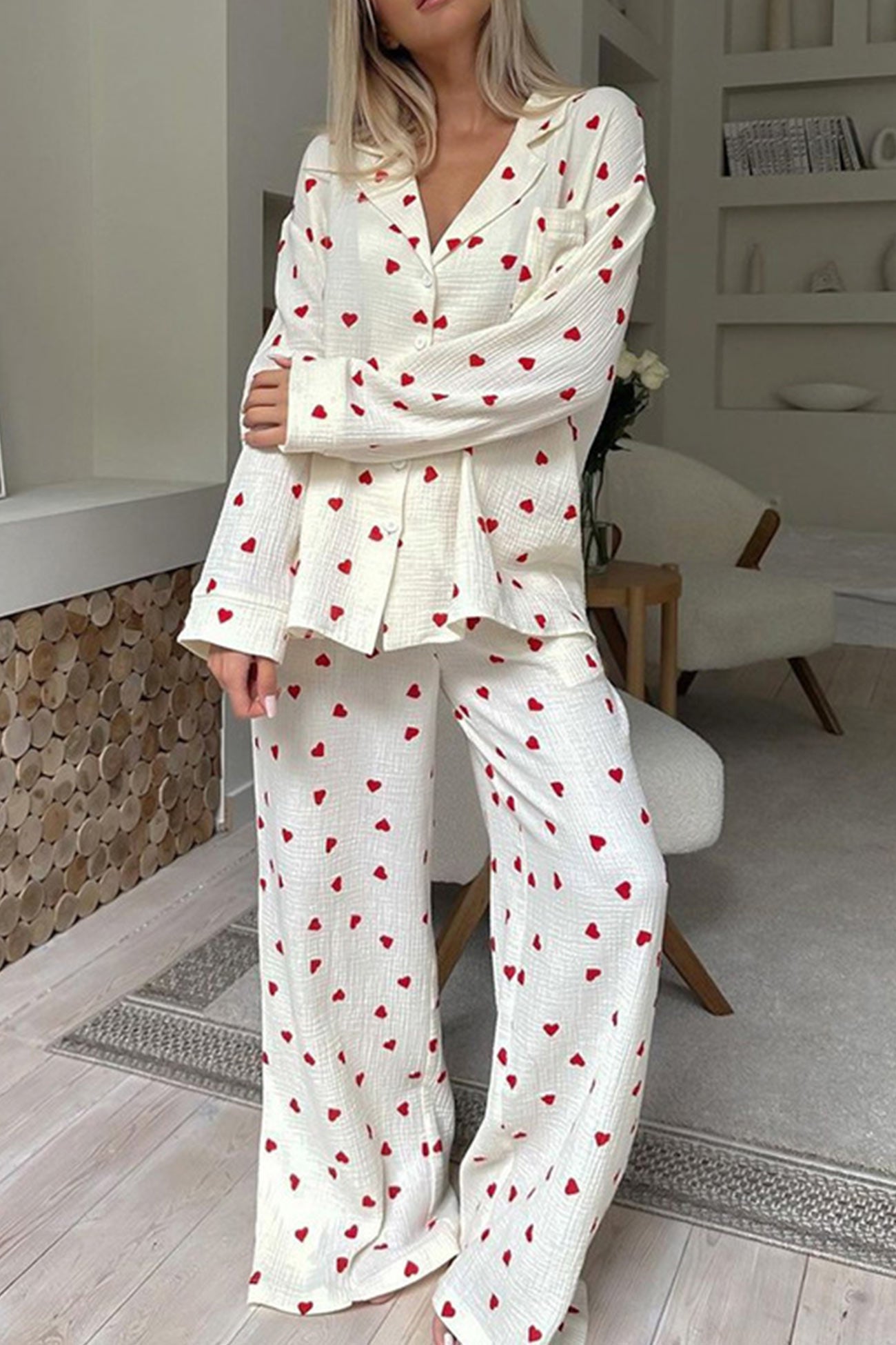BellaNotte Pyjama met hartjesprint voor Dromerige Nachten