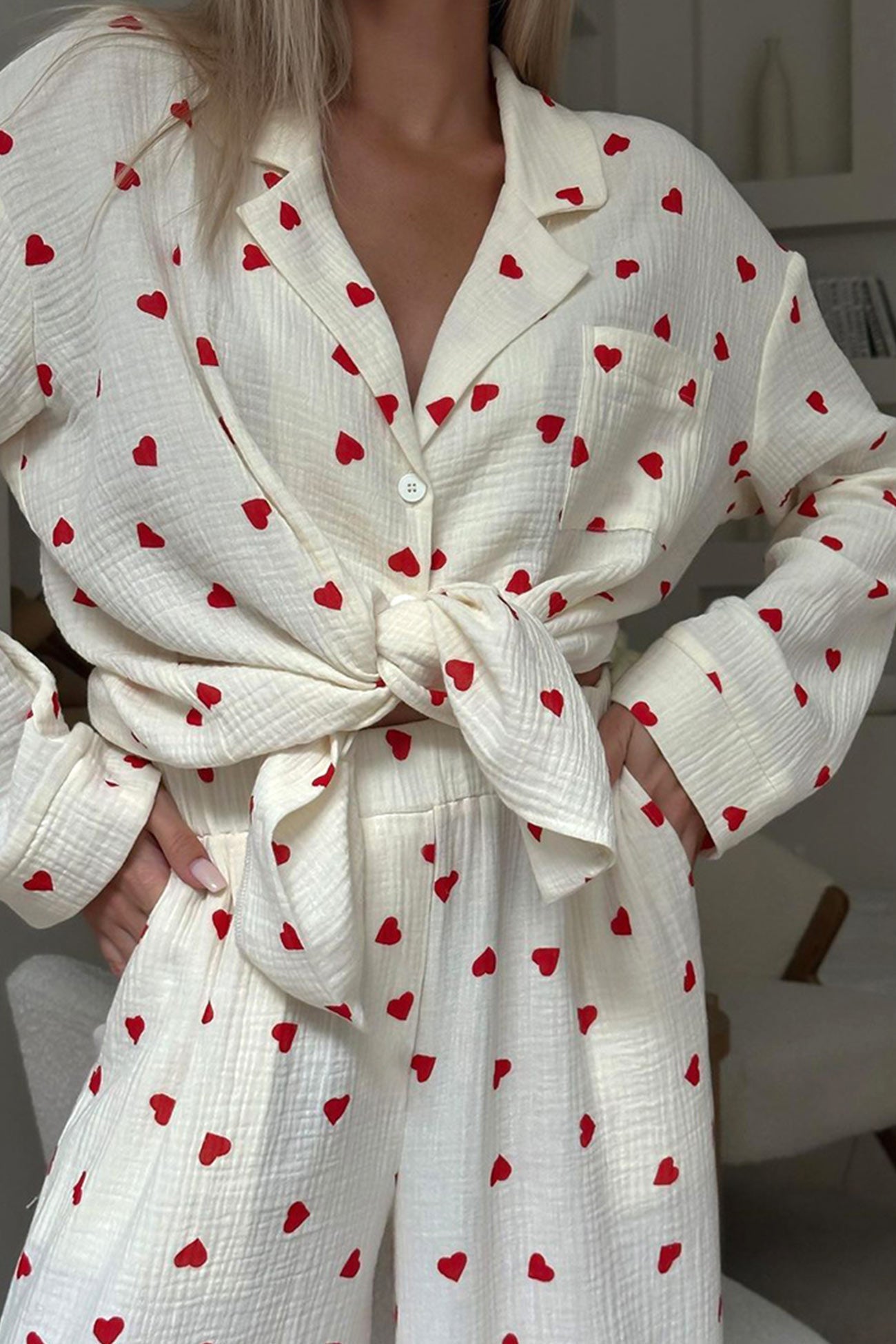 BellaNotte Pyjama met hartjesprint voor Dromerige Nachten