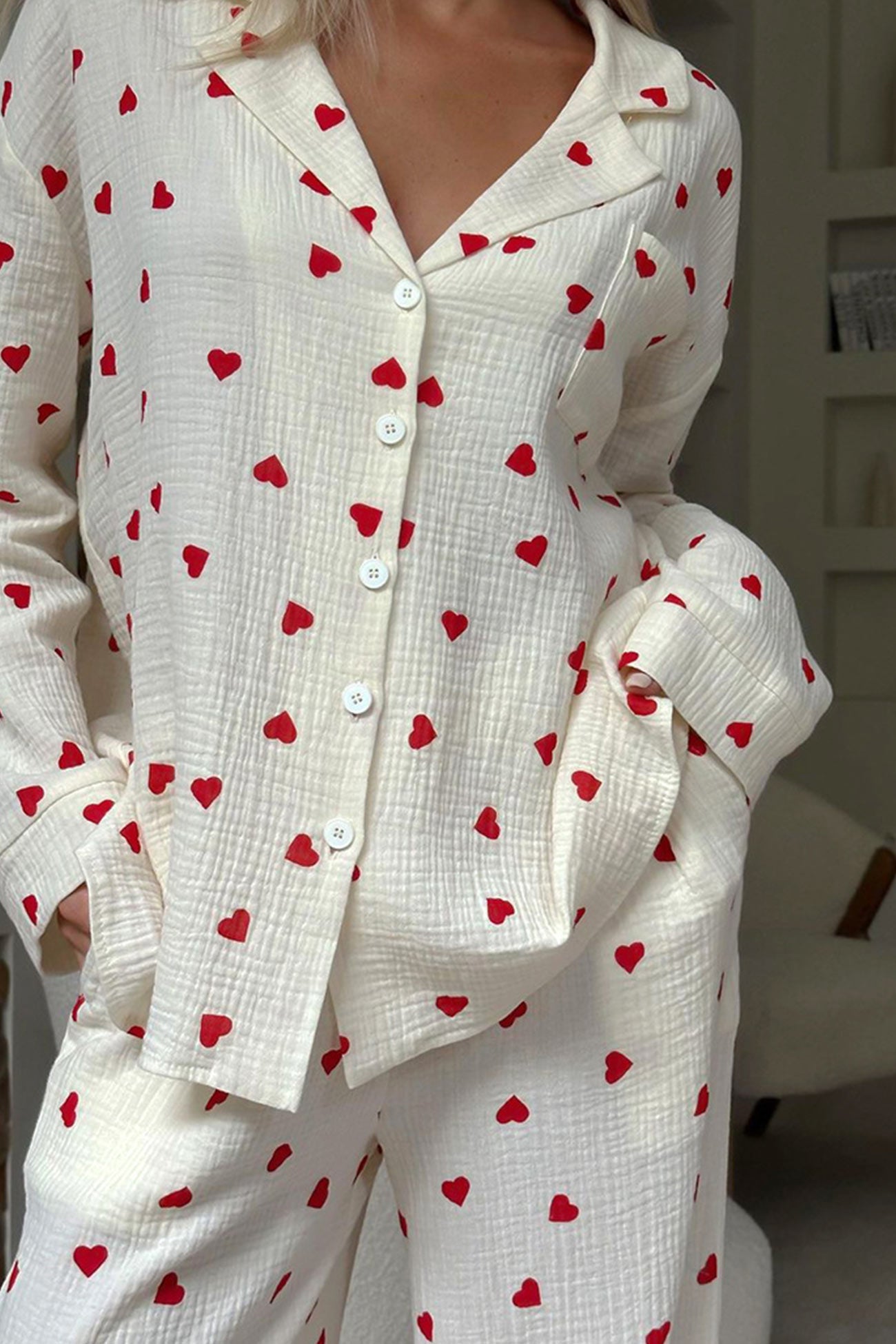 BellaNotte Pyjama met Hartjesprint voor Dromerig Comfort