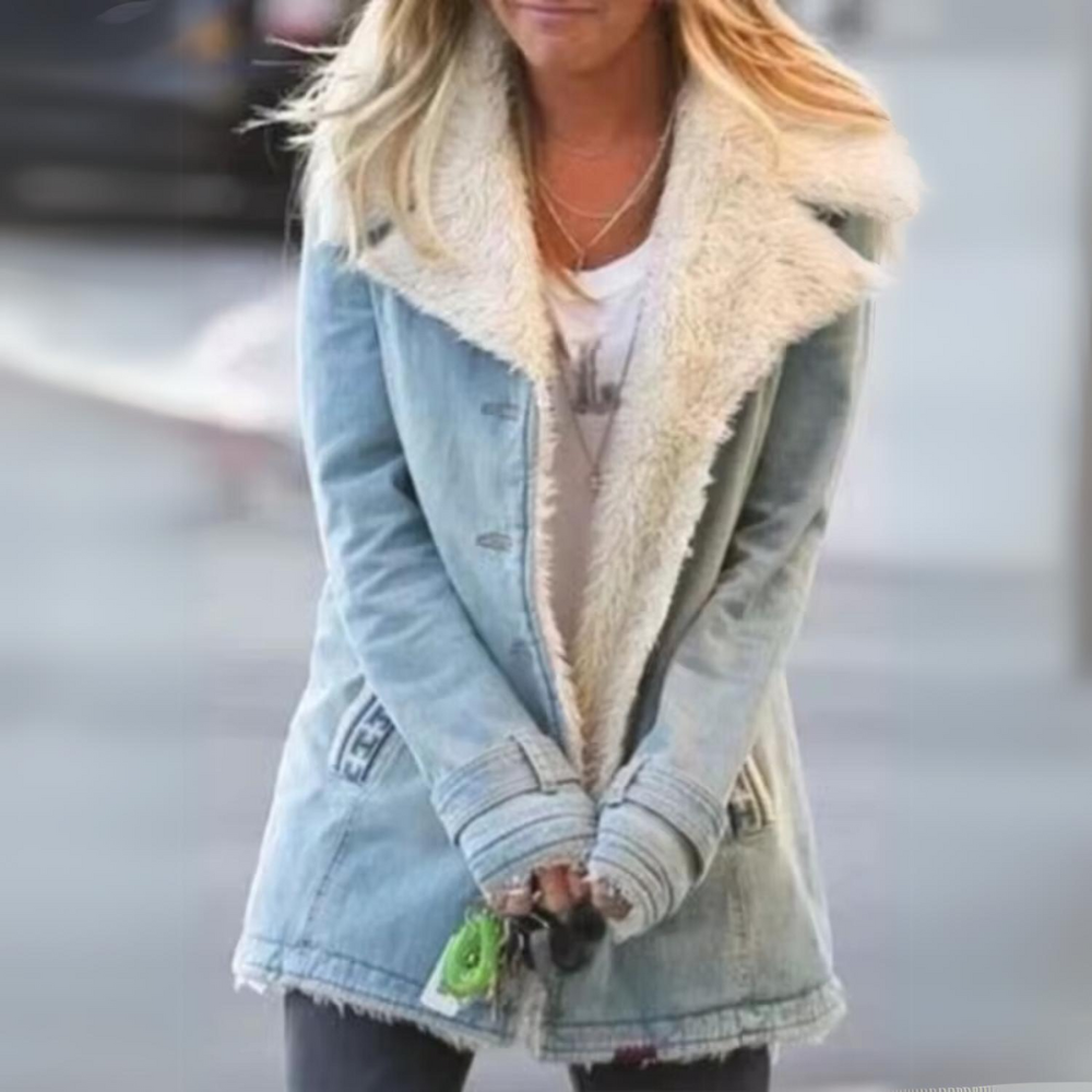 Warme Lange Spijkerjas voor Dames - Van zachte materialen