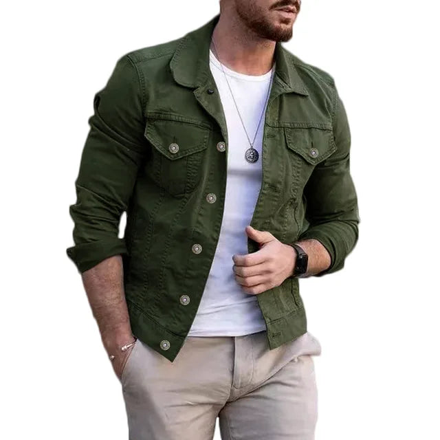 Heren Casual Stylish Denimjack Met Vervaagde Was En Versleten Accenten