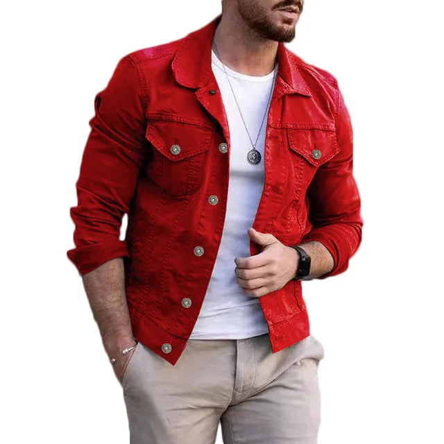 Heren Casual Stylish Denimjack Met Vervaagde Was En Versleten Accenten