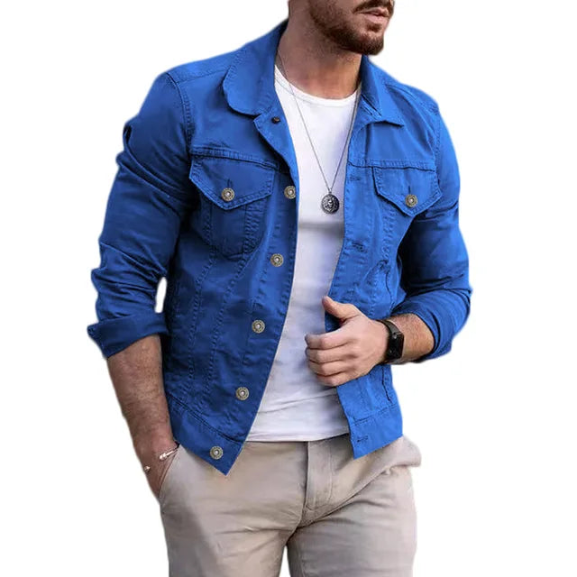 Heren Casual Stylish Denimjack Met Vervaagde Was En Versleten Accenten