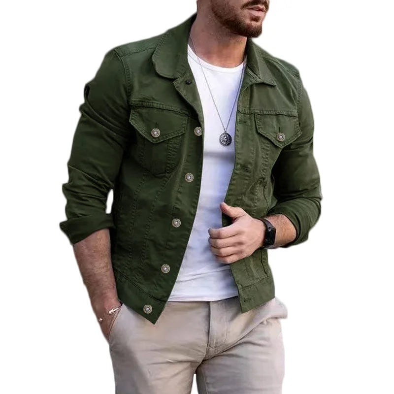 Heren Casual Stylish Denimjack Met Vervaagde Was En Versleten Accenten