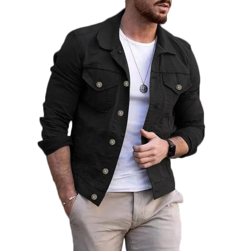 Heren Casual Stylish Denimjack Met Vervaagde Was En Versleten Accenten