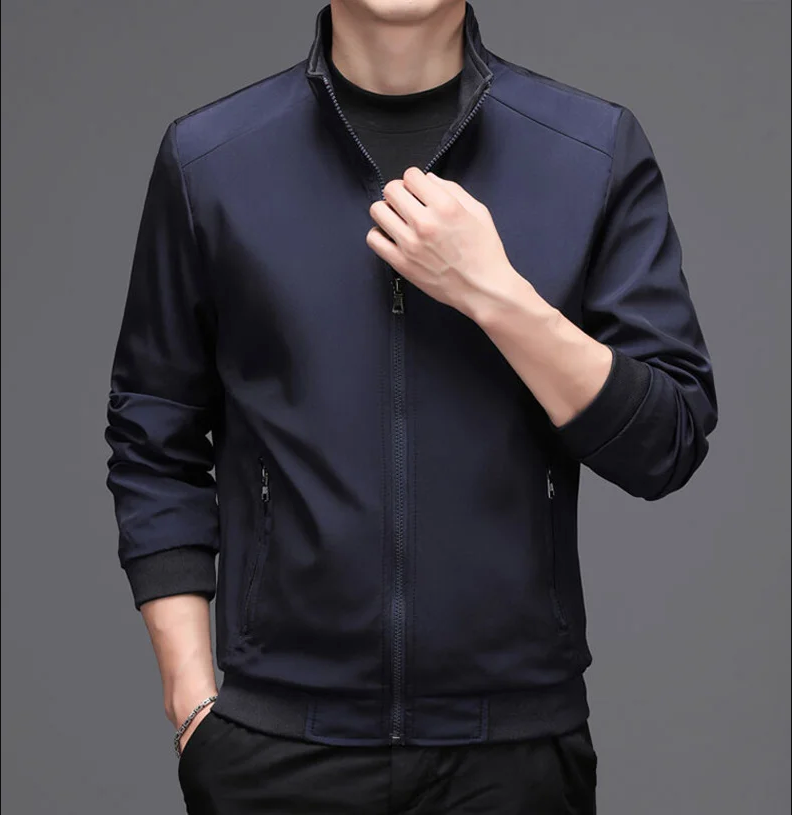 Heren Bomberjack Polyester met Rits en Ribgebreide Manchetten 5