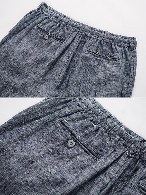 Heren Broeken Linnen Ontspannen Pasvorm Met Touwtjes 5