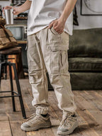 Heren Cargo Broek Katoen Loose Fit Vintage Washed 8