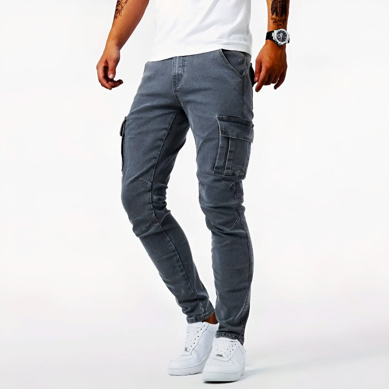 Heren Cargobroek Denim Met 4-Way Stretch 0