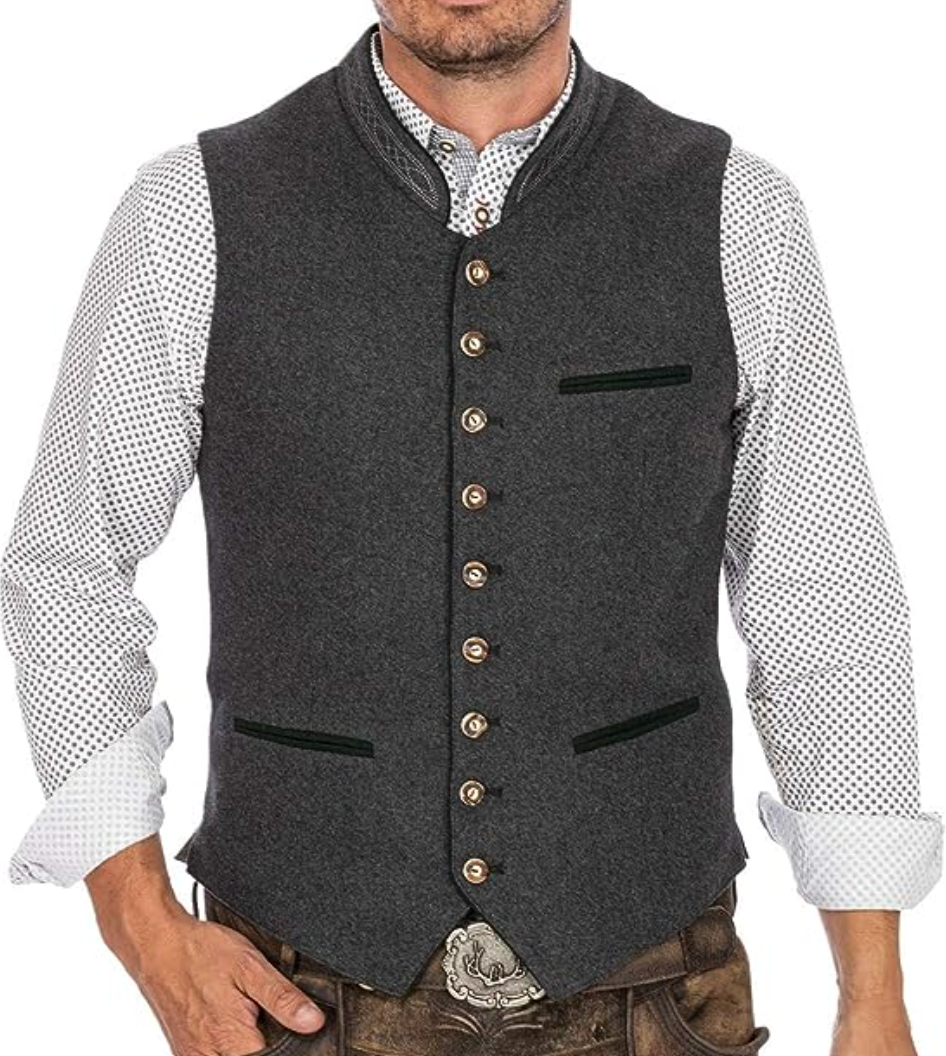 Heren Gilet Luxe Stof Tailored Fit Met Staande Kraag 0