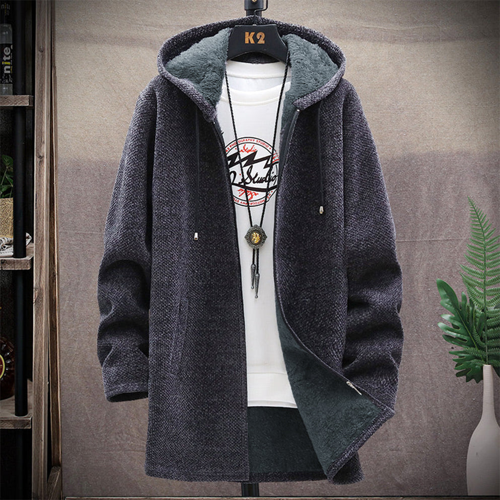 Heren Hoodie Katoen Rits Warm Fleece 3