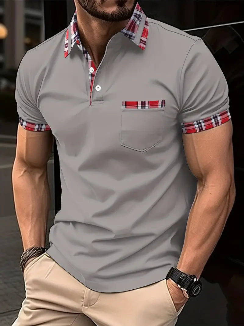 Heren Polo Shirt Katoen Ruitenkraag Casual Korte Mouwen 1