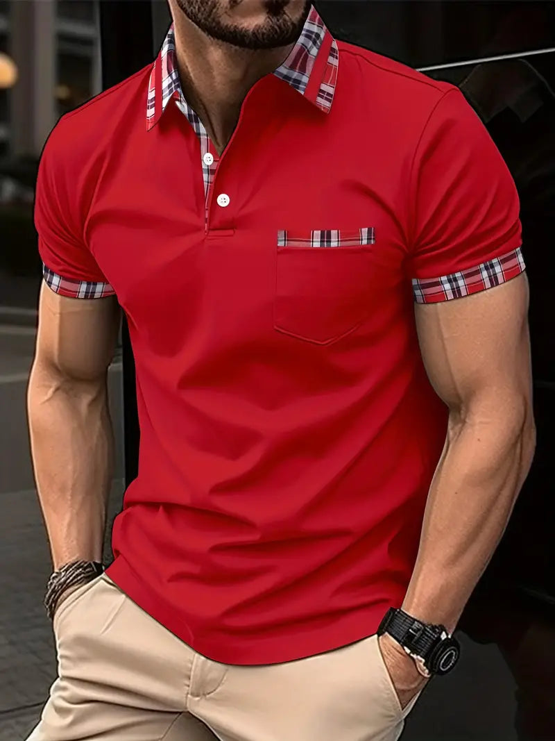 Heren Polo Shirt Katoen Ruitenkraag Casual Korte Mouwen 2